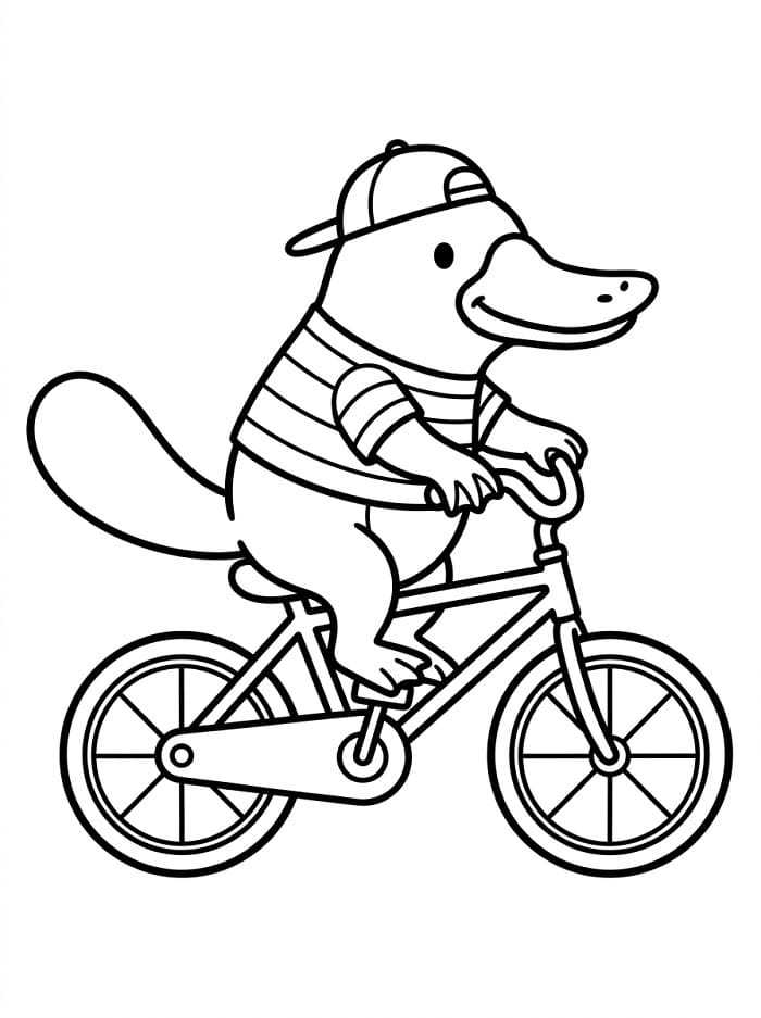 Coloriage Ornithorynque à vélo