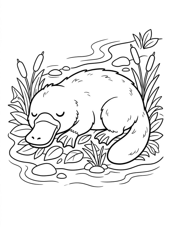 Coloriage Ornithorynque endormi