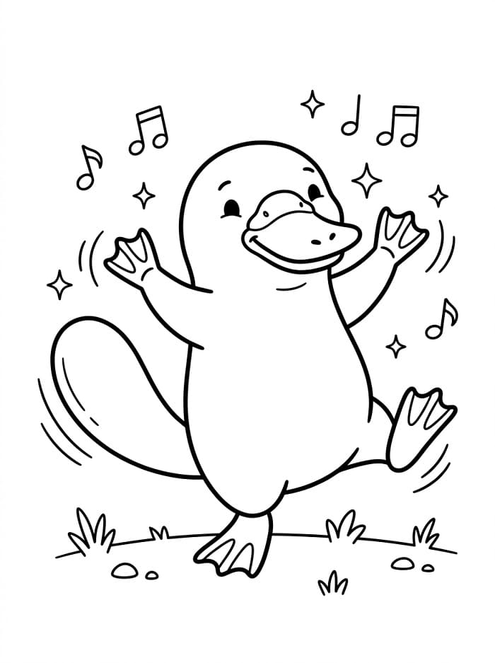 Coloriage Ornithorynque heureux