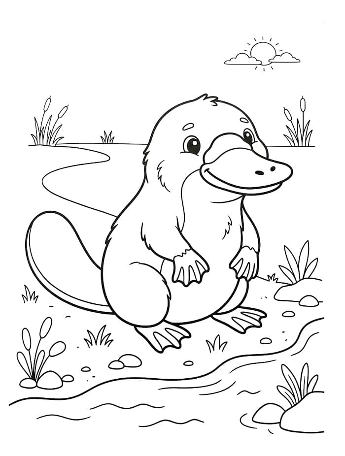 Coloriage Ornithorynque très mignon