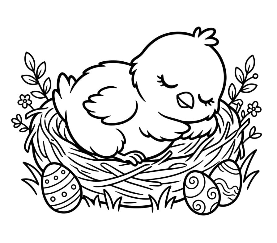Coloriage Petit poussin de Pâques