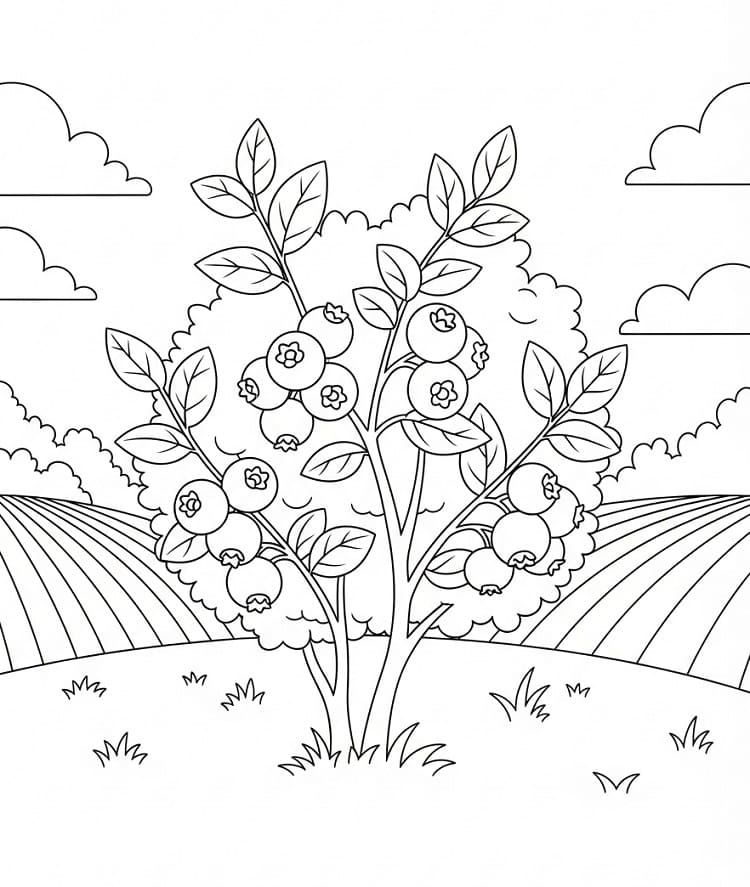Coloriage Plant de myrtilles