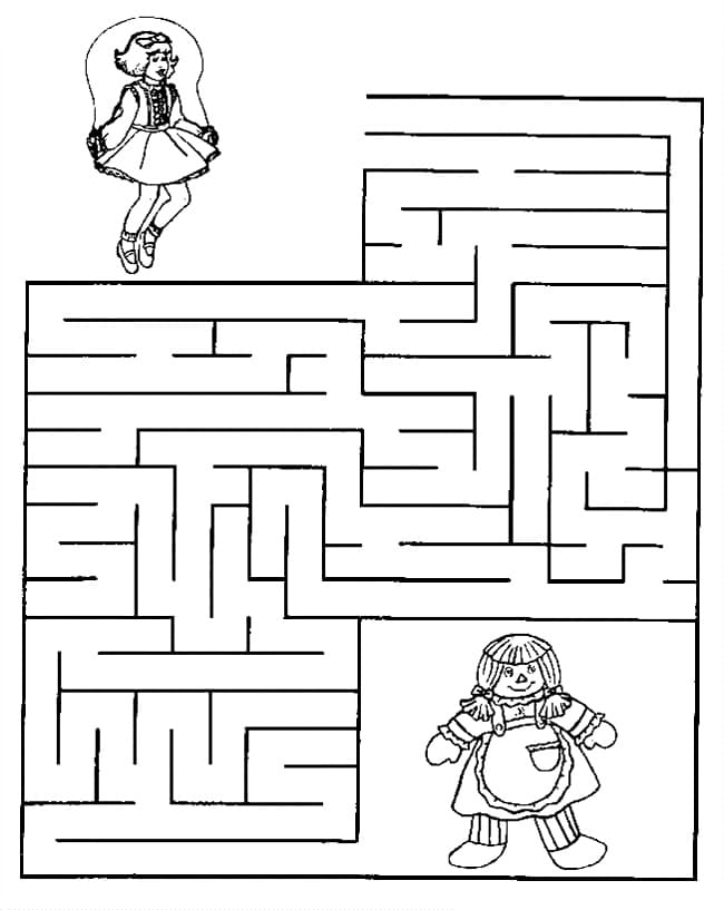 Coloriage Poupée et Labyrinthe