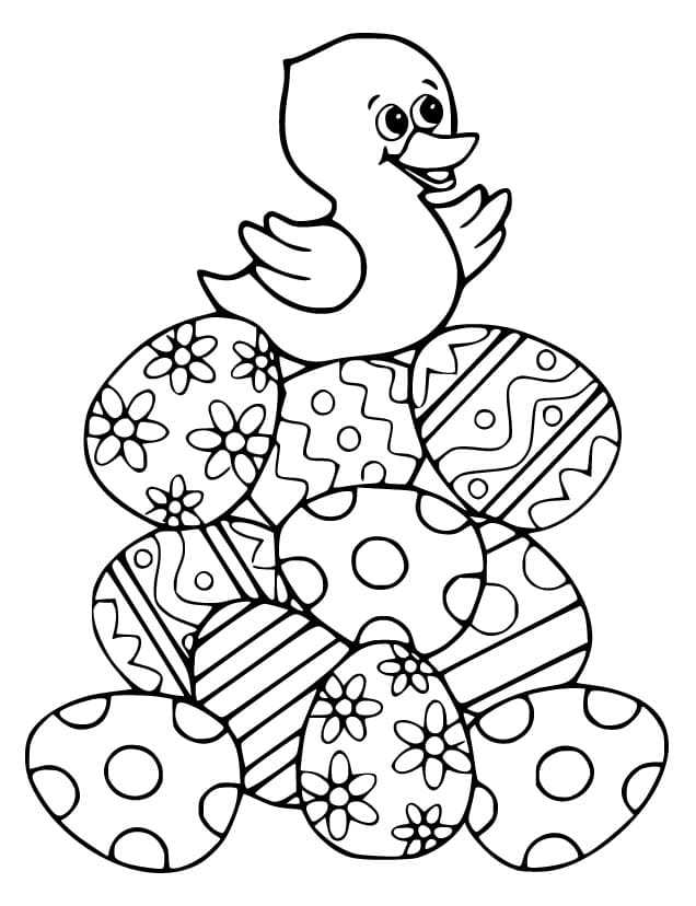 Coloriage Poussin de Pâques Imprimable Gratuit