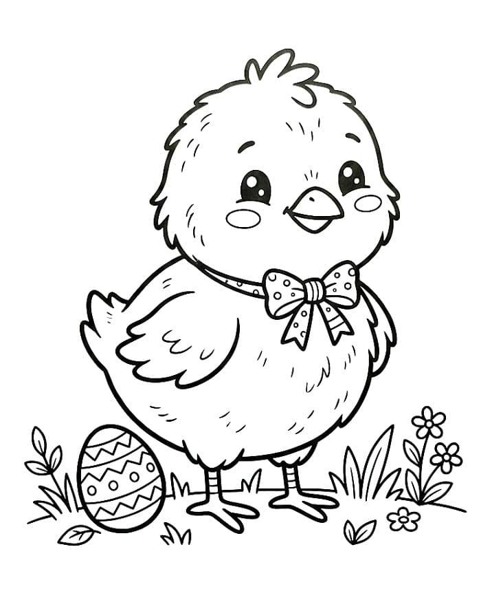 Coloriage Poussin de Pâques joyeux