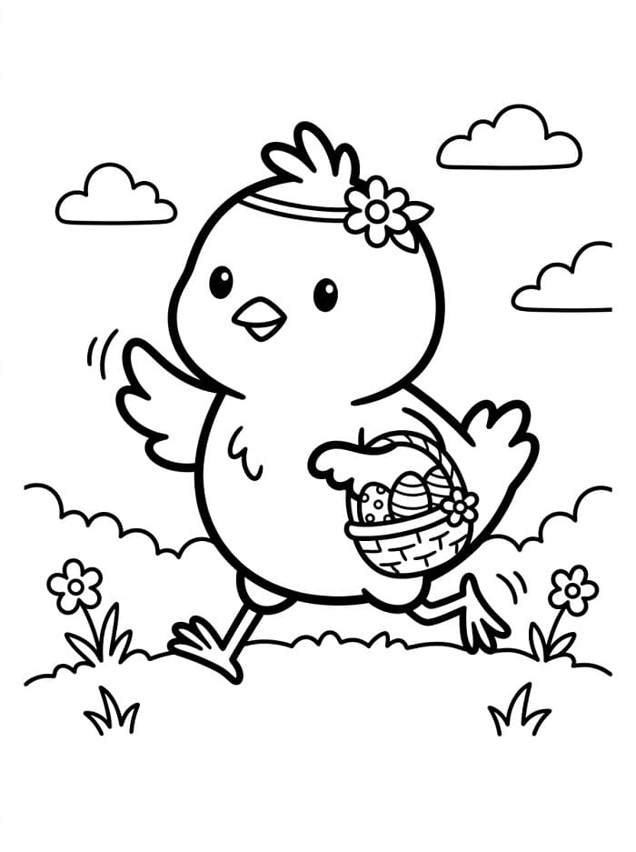 Coloriage Poussin de Pâques mignon