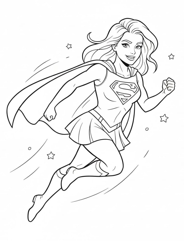 Coloriage Supergirl Gratuit Pour les Enfants