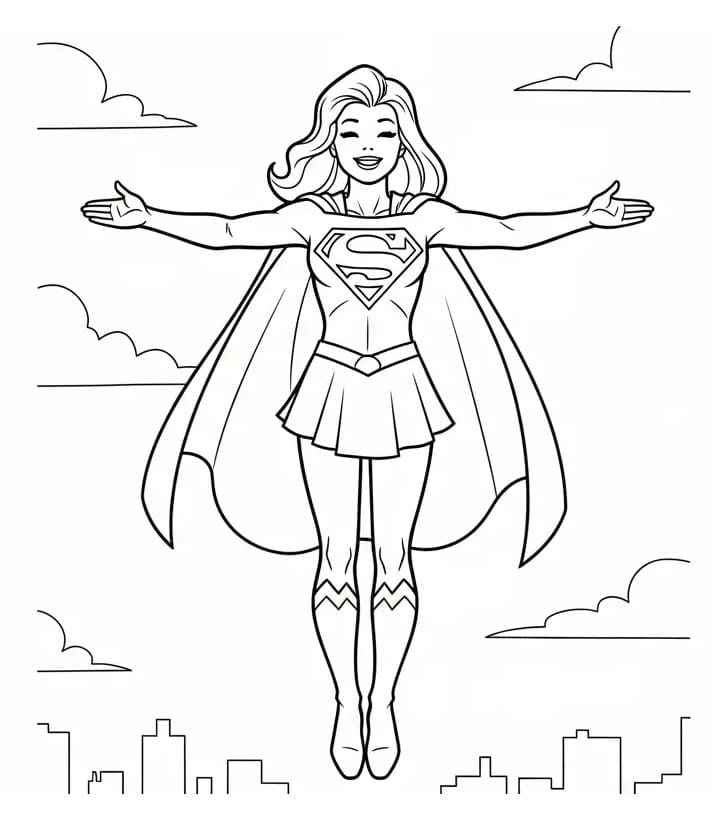 Coloriage Supergirl Imprimable Gratuit Pour les Enfants