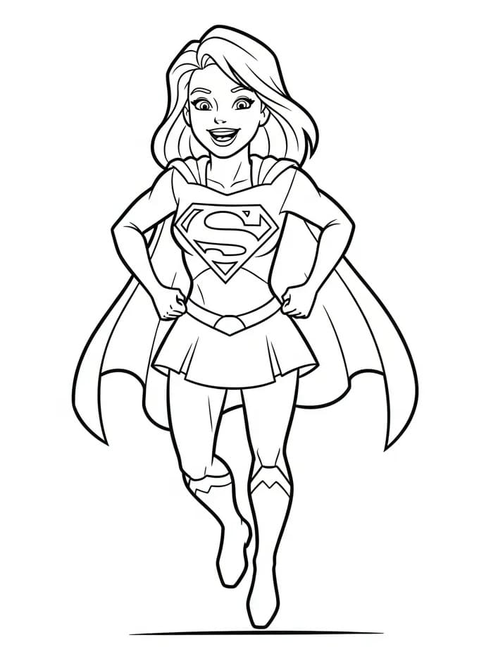 Coloriage Supergirl joyeuse