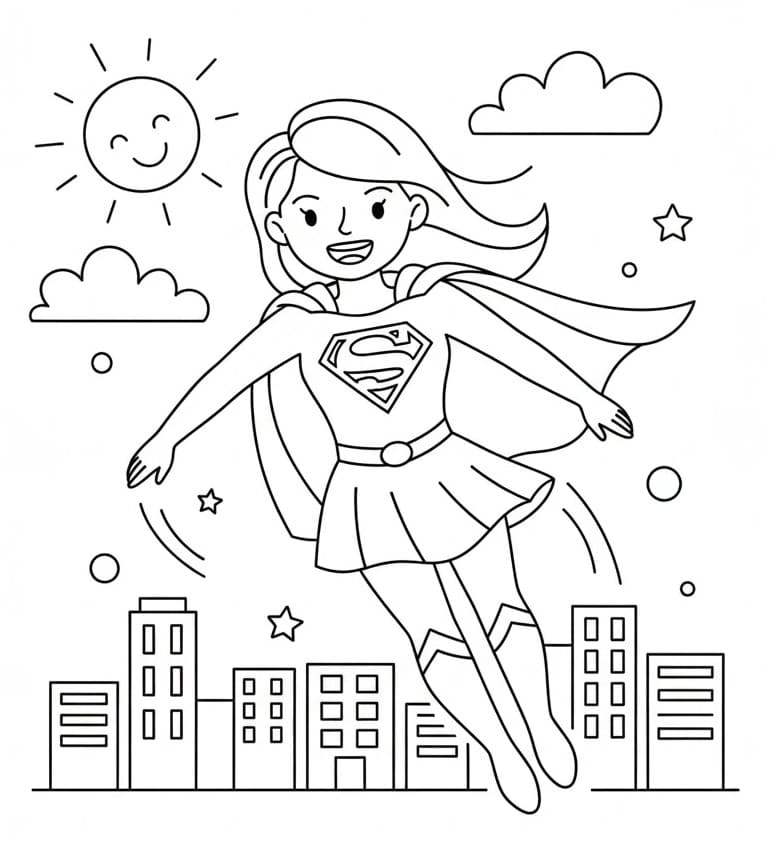 Coloriage Supergirl souriante
