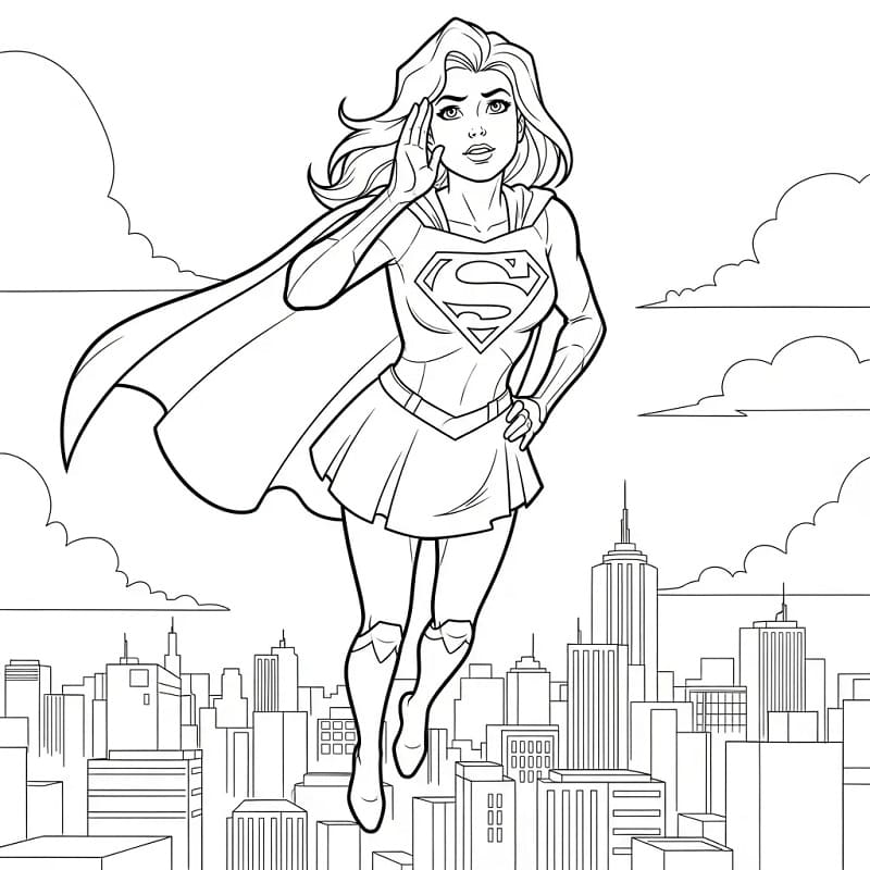 Coloriage Supergirl très charmante