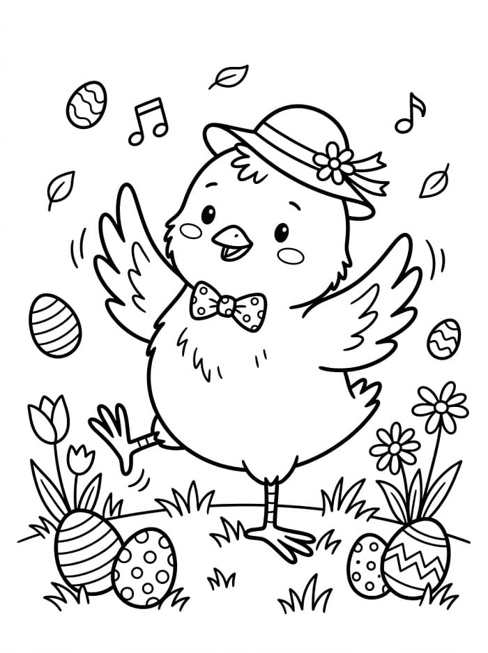 Coloriage Un Adorable poussin de Pâques