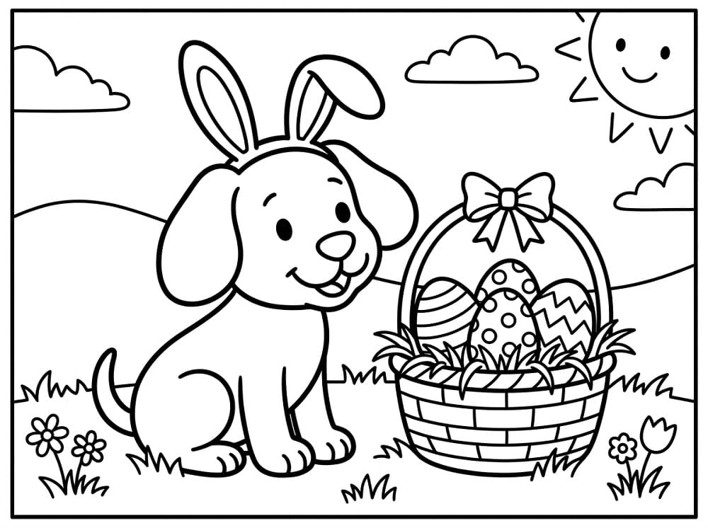 Coloriage Un Chien à Pâques