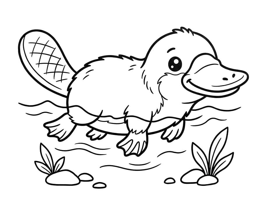 Coloriage Un ornithorynque mignon