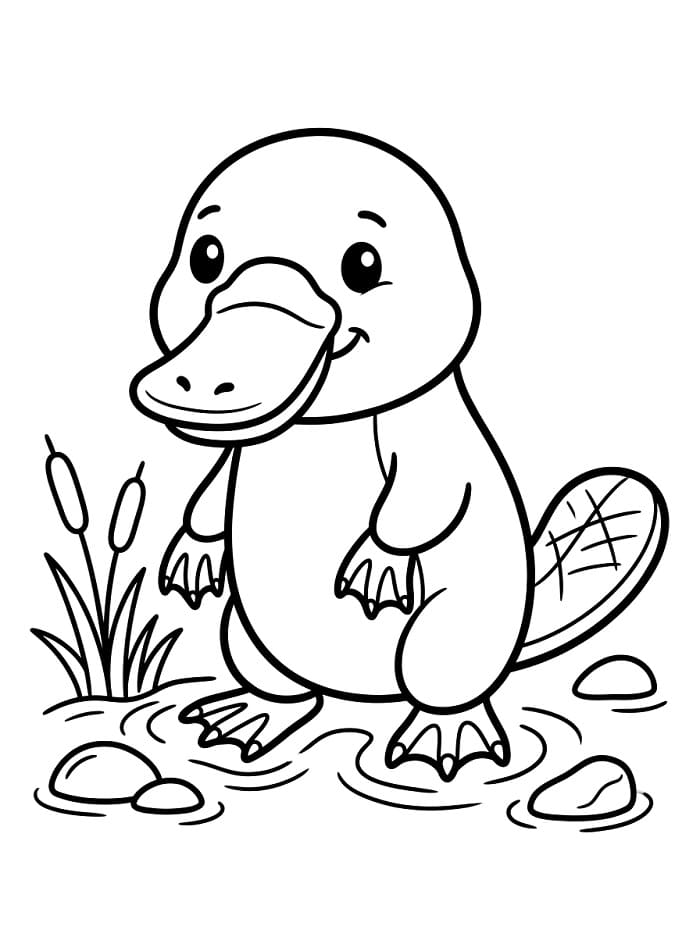 Coloriage Un ornithorynque très mignon