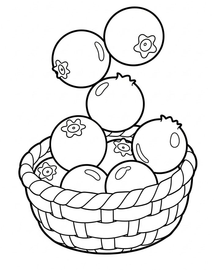 Coloriage Un panier de myrtilles