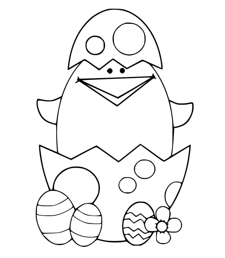 Coloriage Un petit poussin de Pâques