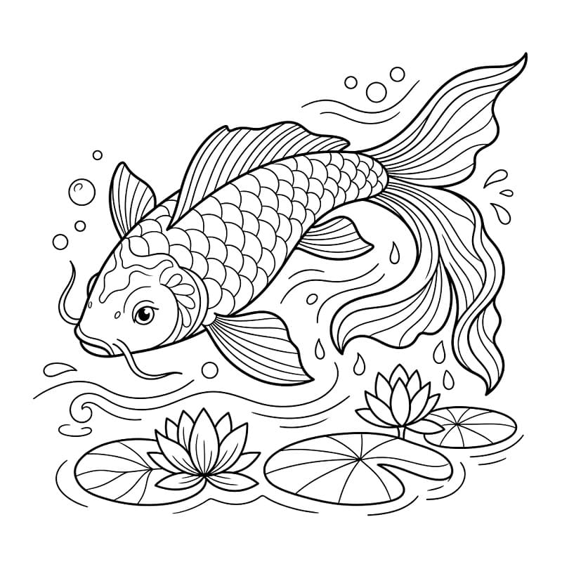 Coloriage Un poisson koi
