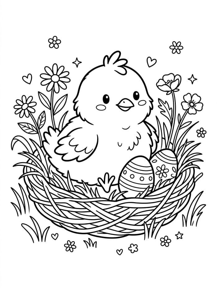 Coloriage Un poussin de Pâques