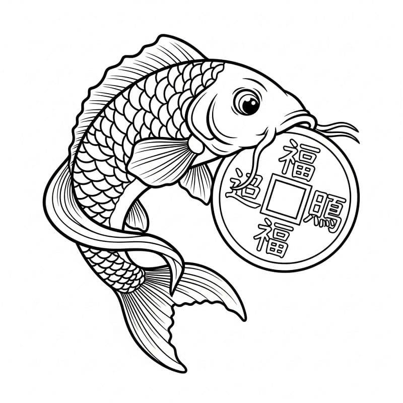 Coloriage Une belle carpe koi