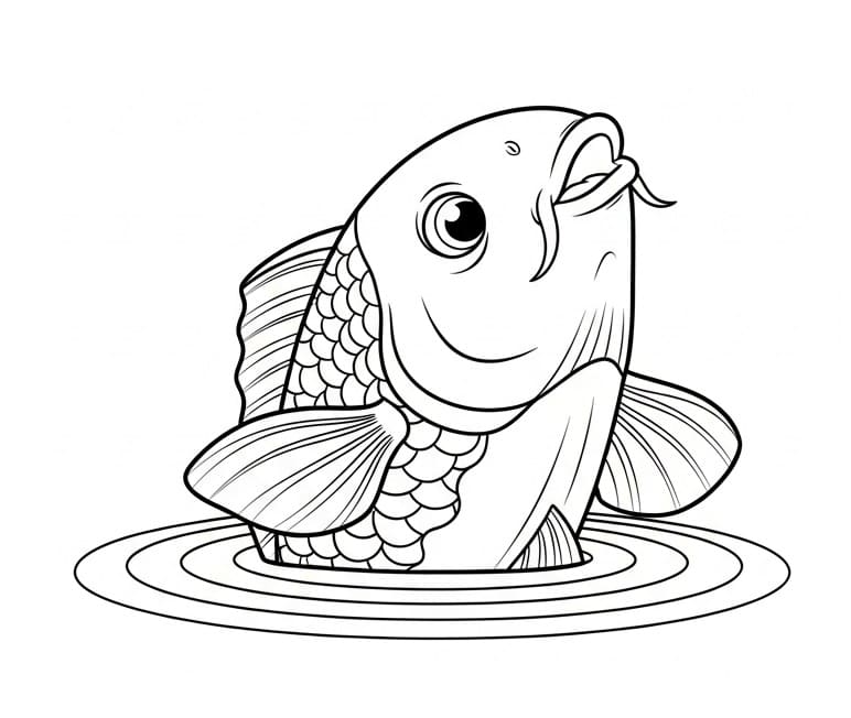 Coloriage Une carpe koi mignonne