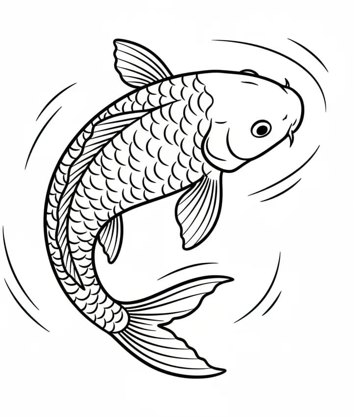 Coloriage Une carpe koï qui nage