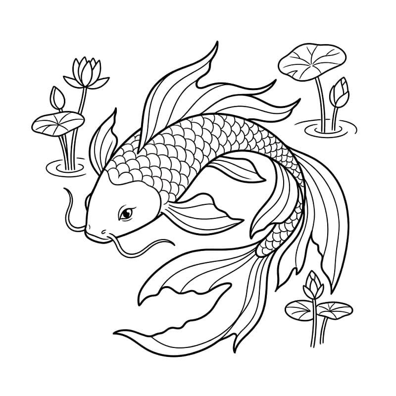Coloriage Une jolie carpe koï