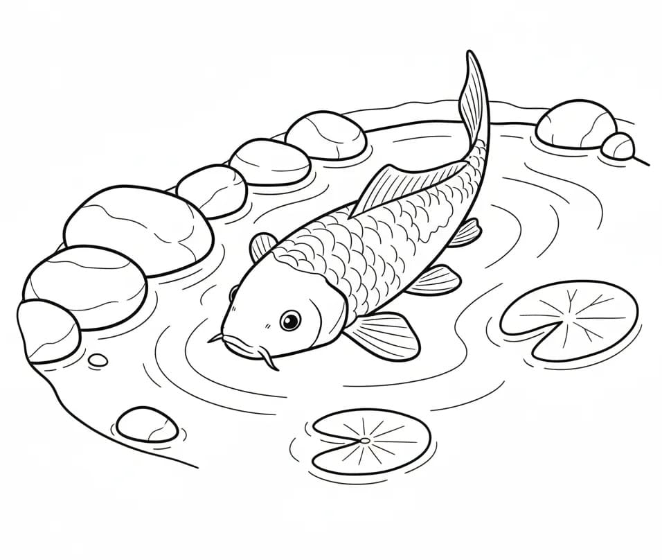 Coloriage Une magnifique carpe koi