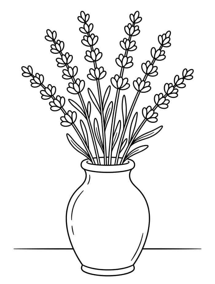 Coloriage Vase à la lavande