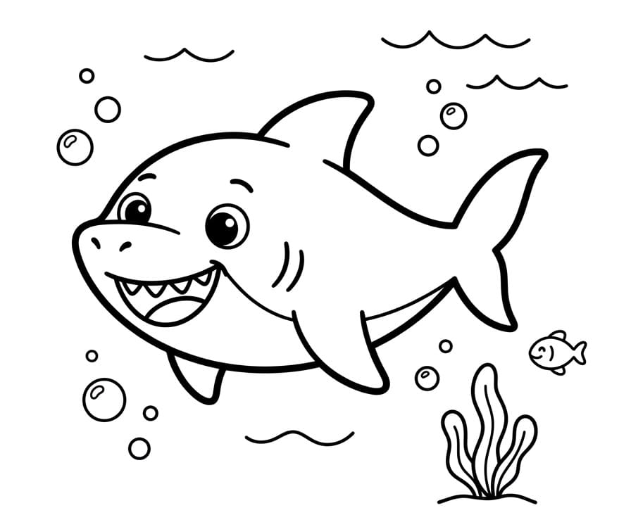 Coloriage Adorable bébé requin