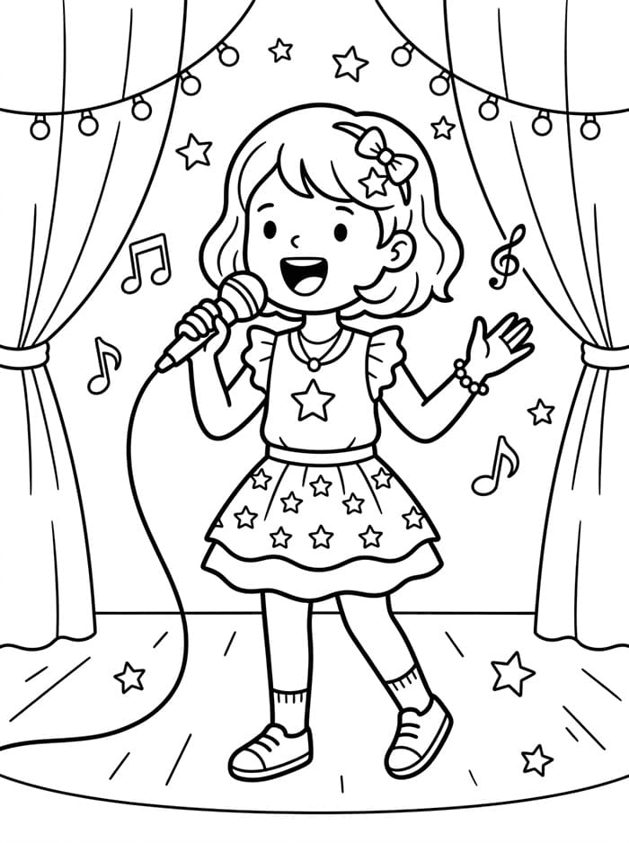 Coloriage Adorable chanteuse