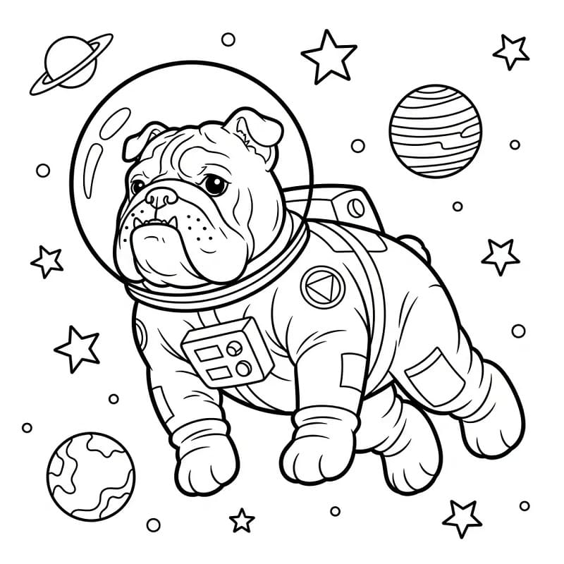Coloriage Astronaute bouledogue