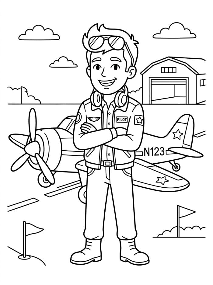 Coloriage Beau pilote