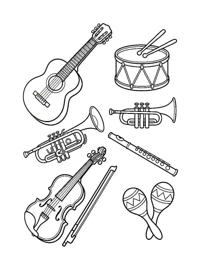 Coloriage Beaux instruments de musique