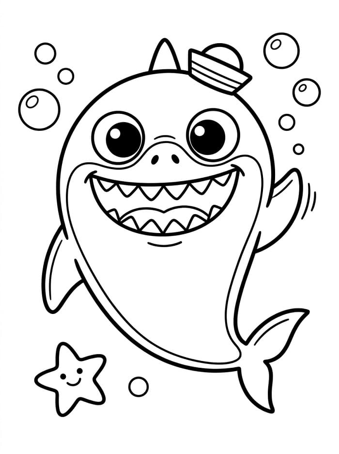 Coloriage Bébé requin rigolo