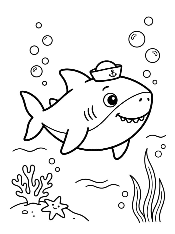 Coloriage Bébé requin très mignon