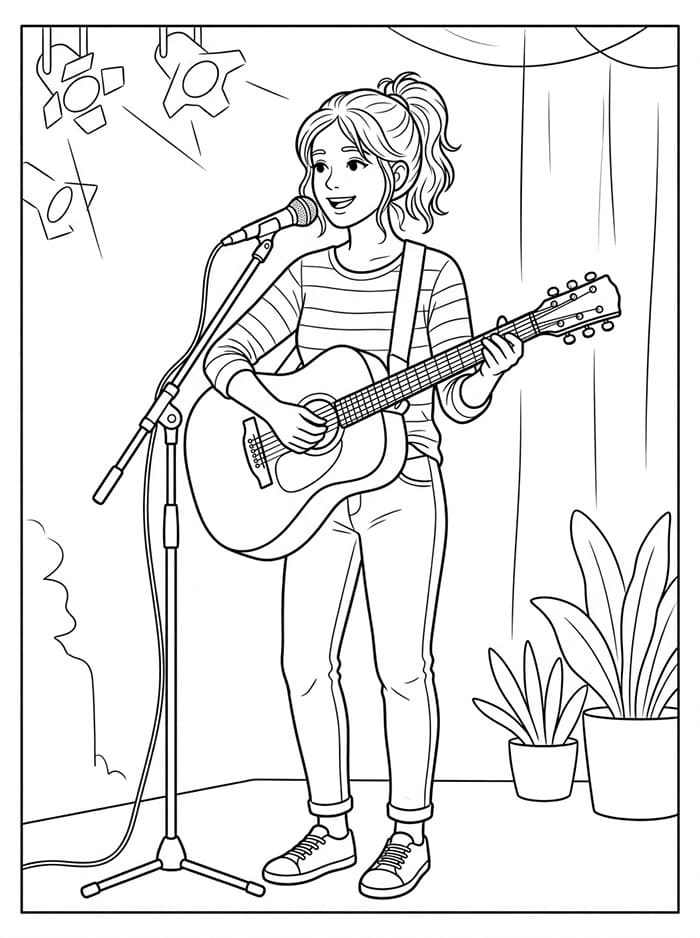 Coloriage Belle chanteuse