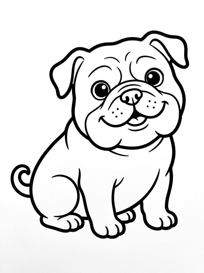 Coloriage Bouledogue mignon