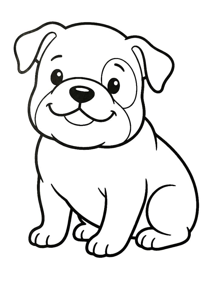 Coloriage Bouledogue souriant
