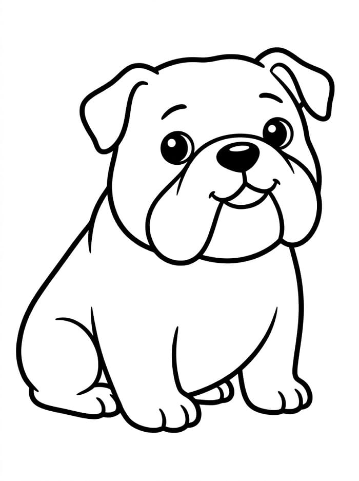 Coloriage Bouledogue très mignon