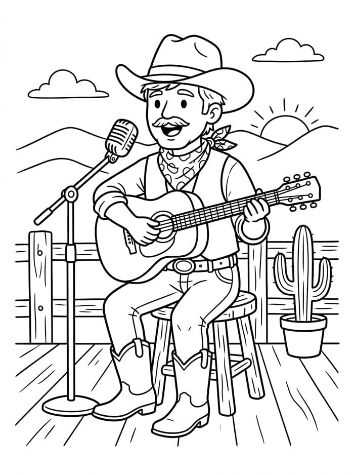 Coloriage Chanteur cowboy