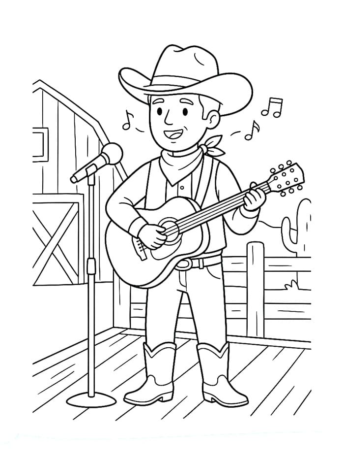 Coloriage Chanteur de cowboy