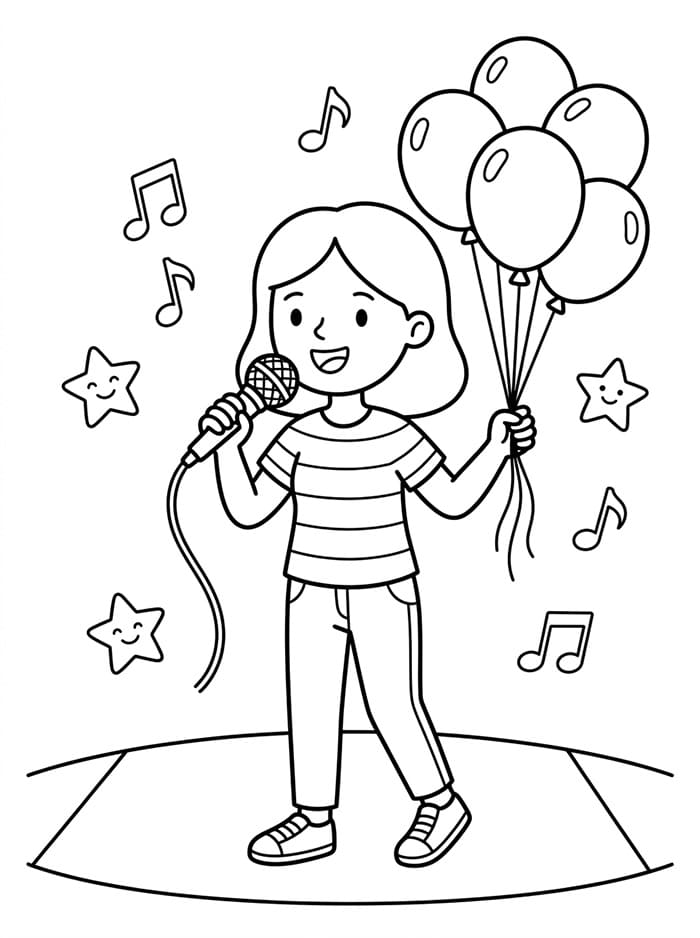 Coloriage Chanteuse Gratuit Pour les Enfants