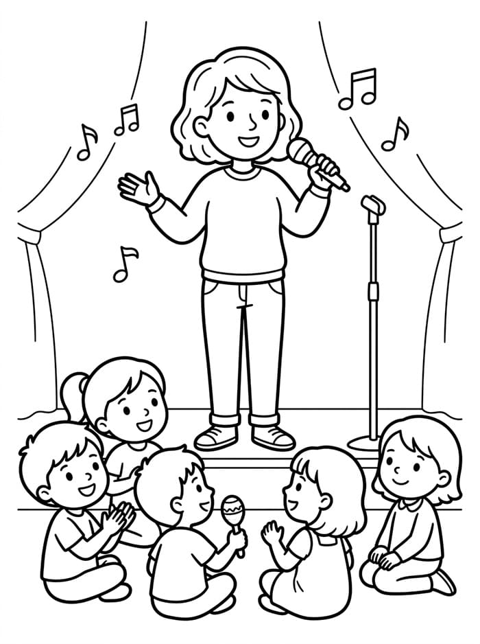 Coloriage Chanteuse Gratuit