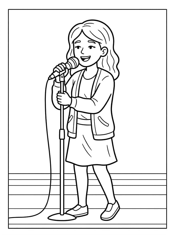 Coloriage Chanteuse heureuse