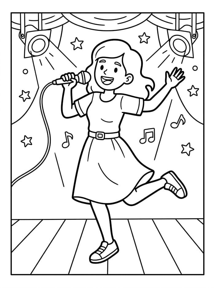 Coloriage Chanteuse Imprimable Gratuit Pour les Enfants