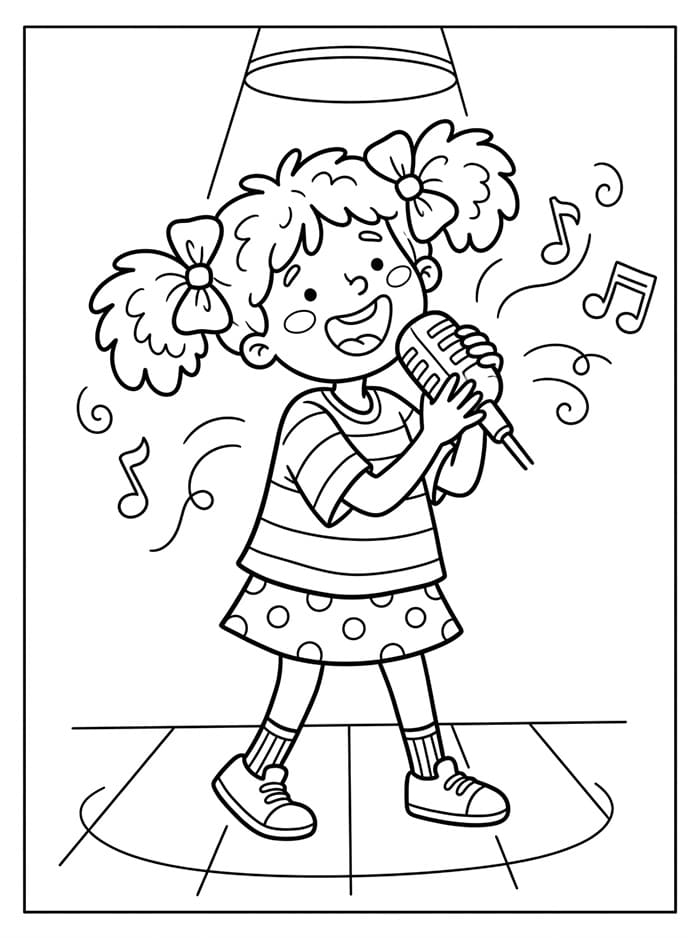 Coloriage Chanteuse Imprimable Pour les Enfants