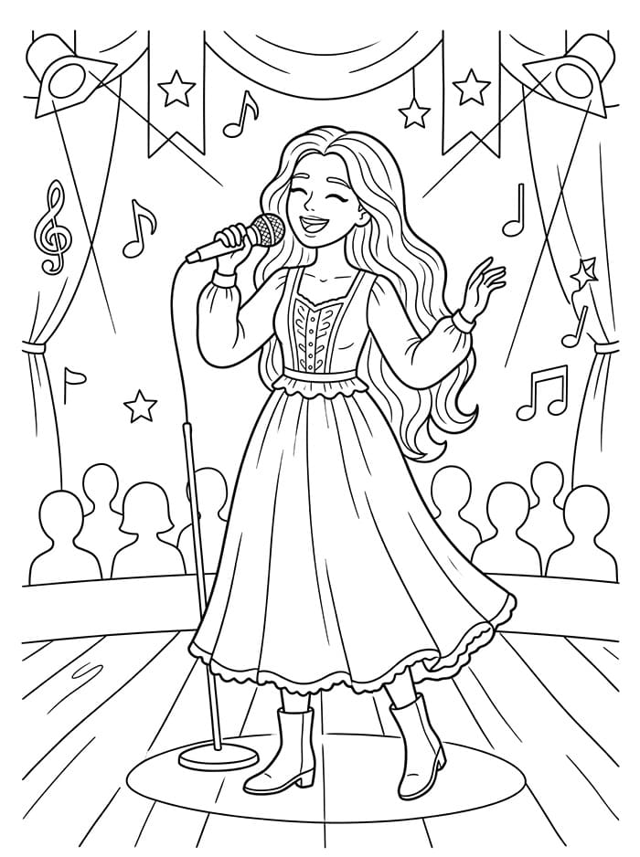 Coloriage Chanteuse Mignonne