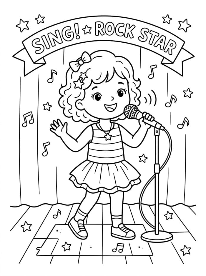 Coloriage Chanteuse très Mignonne