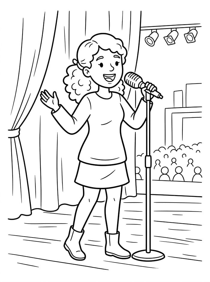Coloriage Charmante chanteuse